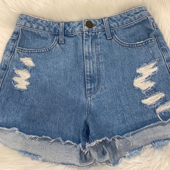 Mumu Blue Arizona High Waist Shorts size 26 - Picture 2 of 6